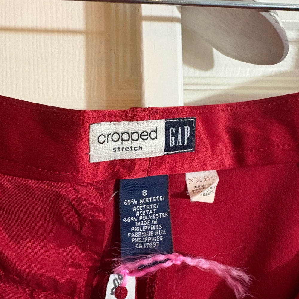 Vintage gap cropped satin Red Dress Pants - Picture 4 of 8
